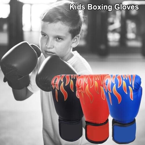 2pcs Kids Boxing Gloves 23 * 15cm Sanda Muay Thai Flame Cartoon Gloves For Boxing Training Professional Competition