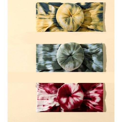 3Pcs Baby Girl Doughnut Headband Newborn Tie-dyed Headwear Rabbit Ear Headwrap Infant Kawaii Hair Accessories Bows FLYINGKIDS