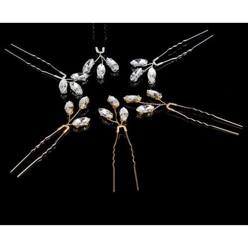 3PCS Hair Pins Crystal Handmade Wedding Women Hair Jewelry Gold/Silver Color Bridal Head Pins Shiny Hair Ornament Accessories