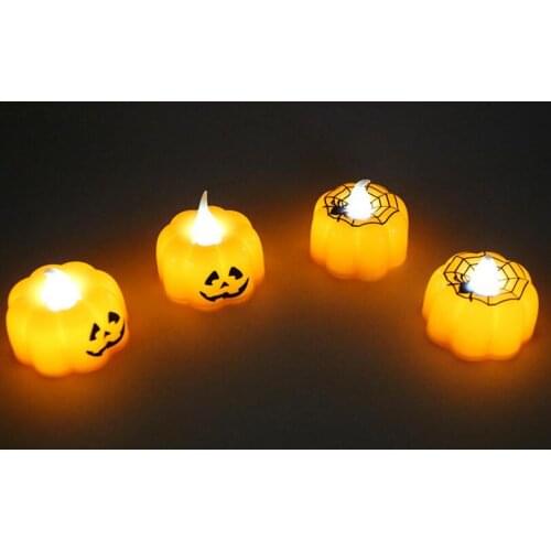 Free shipping 72pcs/box Halloween LED pumpkin Spiderweb candles Night Light Electronic Candle halloween party bar Home decor