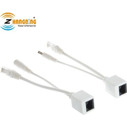 Free Shipping PoE Injector Adapter and Splitter Kit 1Pair a lot with 5.5x2.1 mm DC Male and Female Connector for IP PoE Camera