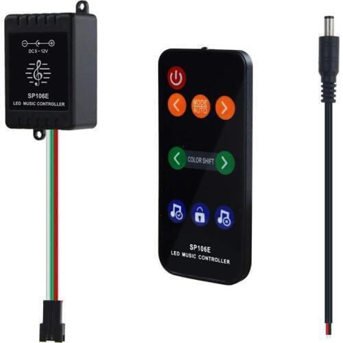 WS2812B LED Music Controller, Sound Activated Wireless RF Remote Dream Color LED Controller for WS2812B WS2811 WS2812 ST22