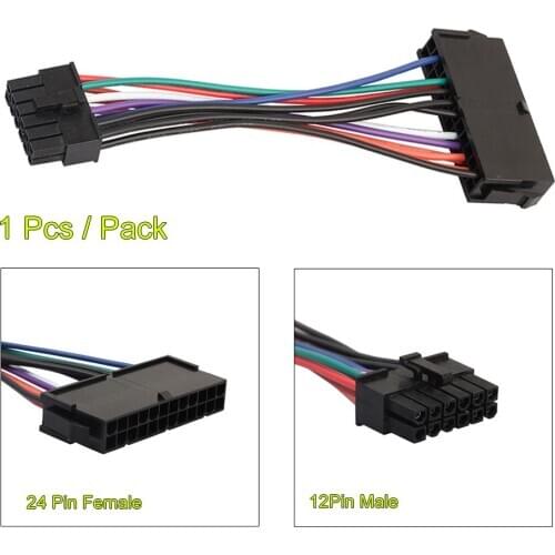 ATX 24-Pin Female to 12-Pin Male Converter Adapter Power Supply Cable 18AWG Cord for Acer Q87H3-AM Motherboard 12Pin