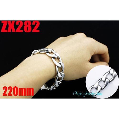 Wholesale - 220mm 316L stainless steel bracelet 15mm TK Figaro chain fashion Jewelry man male chains ZX282