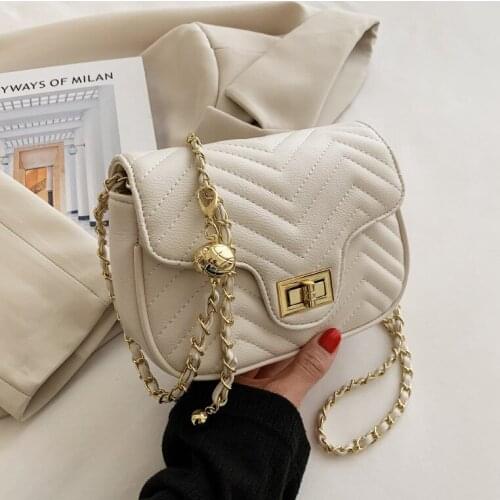 Brand Designer PU Leather Womens crossbody Bag Fashion Chain Messenger Bag Small Flap