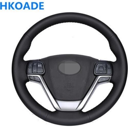 DIY Black Artificial Leather Car Steering Wheel Cover For Toyota Highlander 2014 2015 2016 2017 2018 2019 Sienna 2015