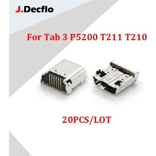 JDecflo 20Pcs/Lot Micro USB Charging Port Connector Socket For Samsung Galaxy Tab 3 7.0 P5200 I9200 I9202 T211 T210 T230 T231