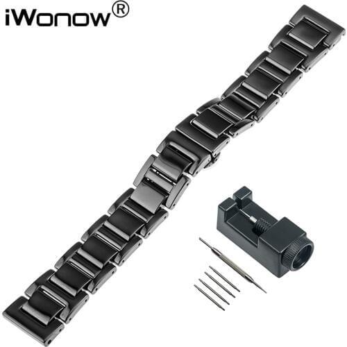 16mm 18mm 20mm Full Ceramic Watch Band for Armani Diesel Fossil Timex DW CK Men Women Butterfly Buckle Strap Wrist Belt Bracelet