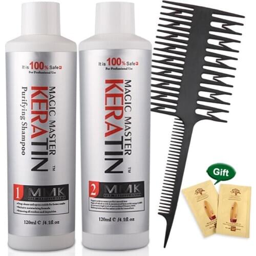 Coconut Oil 120ml MMK keratin Treatment Keratin Hair Straightening Cream Without Formalin Hair Treatment Set+Free Salon Comb