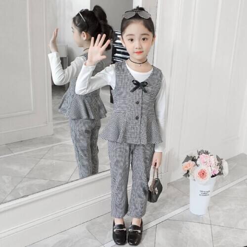 Fashion 2020 Kids Spring Autumn Baby Girl Clothes Sets Children Clothing T-shirt+Pants+Vest 3Pcs Outfits Cotton Children Suit