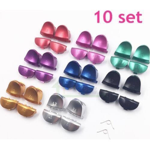 E-house 10 set Metal Aluminum L1 R1 L2 R2 Buttons for Sony PS4 Controller JDM001 JDM011 LR Alloy Buttons with Spring Replacement