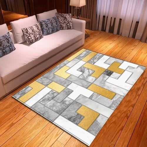 Geometric printing living room carpet bedroom bedside decoration carpet modern home 3D childrens room corridor mat large non-sl