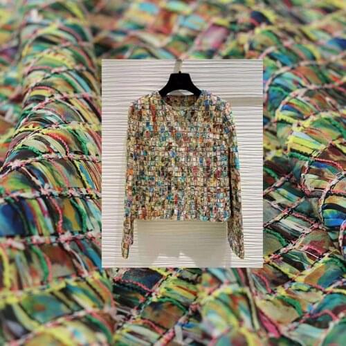 Red Raspberry Italy Colourful Tie-dye Tweed Fabric Garment Material Women Jacket Dress Coat Sewing Cloth Tailor Freeshipping