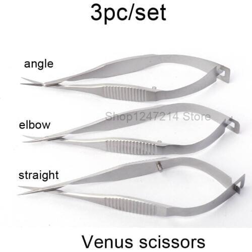 Beauty & Health>> Makeup>> Makeup Tools 8.5cm Venus Ophthalmic Scissors Venus Iris Scissors 3pc/set
