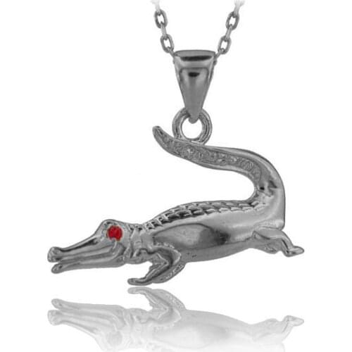 Crocodile Necklace 925 Sterling Silver Alligator Necklace