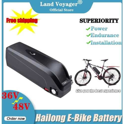 Land Voyager 36V 48V 10ah 12ah 15Ah 20Ah HaiLong Cells E-bike Lithium Battery Port Powerful Battery Electric Bicycle Conversions