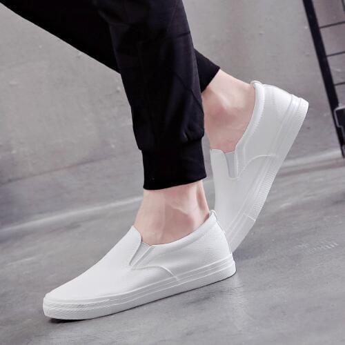 Black White Loafers for Men Sneakers New Fashion Slip-on Sneaker Men Trainers Shoes Male Sneakers Loafer Leather Boat Shoes