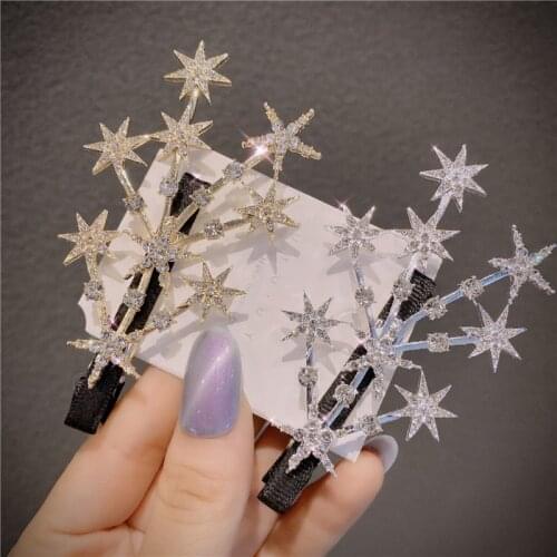 Fashion Golden Silver Rhinestone Stars Tree Branch Duckbill Clip Girl Korea New Sweet Crystal Hair Clip New Hair Accessories