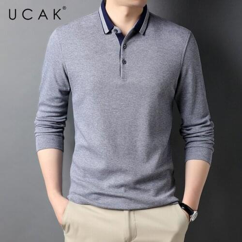 UCAK Brand Casual Pure Cotton Turn-down Collar T Shirt Men Clothes Autumn New Arrivals Streetwear Long Sleeve T-Shirts U5679