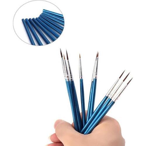 10Pcs Nylon Hair Artist Paint Tool Watercolor Fine Head Point Tip Brushes Set