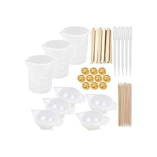 100ML Silicone Measuring Cups and Tools Set Silicone Mixing Cups Stir Sticks Spoons Mat For Glue Tools Casting Molds Slime Art