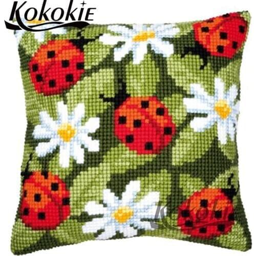 3d Embroidery knitting needles kit handmade embroidery yarn Needlework Sets cross stitch set sales Beetle pattern pillowcase