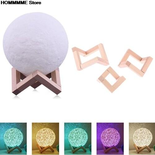 NEW Wood Bracket Moon Shaped Lamp Holder Ball Solid Shaped Light Stand Base Fittings L M S