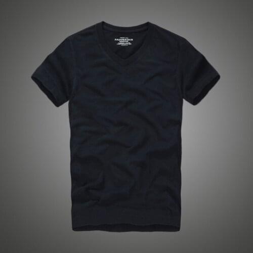 Richkeda Store New 2021 T Shirt 100% Cotton Solid V-Neck Short Sleeve Tshirt