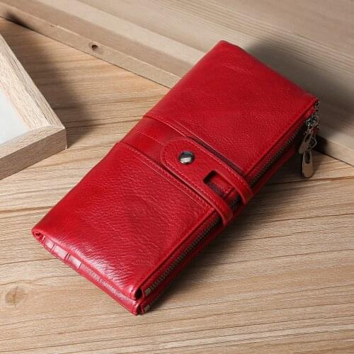 OUSSON Multi-Color Fashionable Casual Large Capacity Cash And Card Bag Soft Leather Women Long Wallet