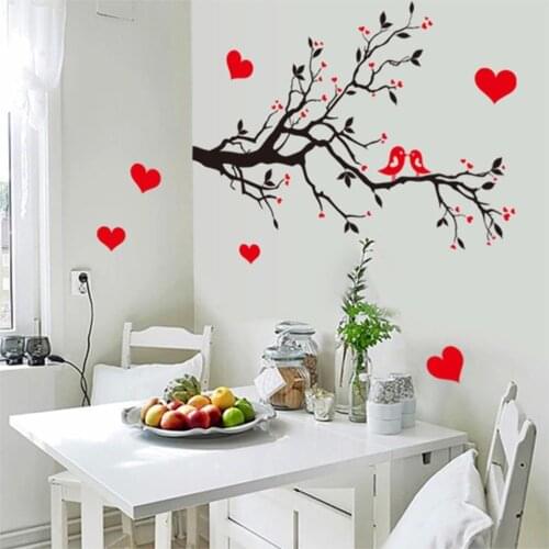 Birds on the branches tree wall decals decorative animal sticker bedroom wall classic arts black removable vinyl bird stickers