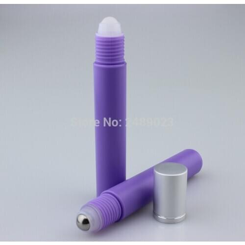 15ml Purple PP Essential oils Roll on Bottle with Metal/Plastic Roller Balls 10pcs/lot Perfume Refillable Bottles