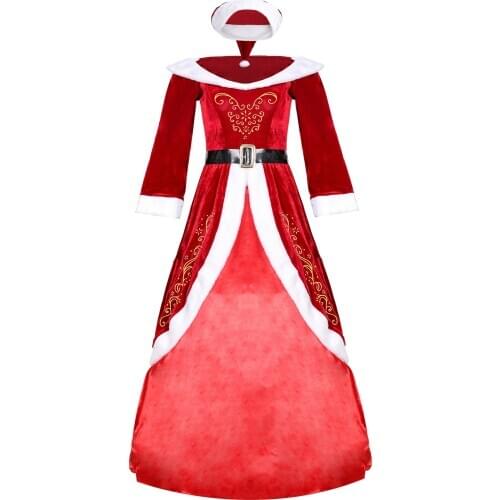 Christmas Miss Santa Claus Dresses Cosplay Costumes Women Dress Ladies Xmas Theme Party Club Cosplay Fancy Costume