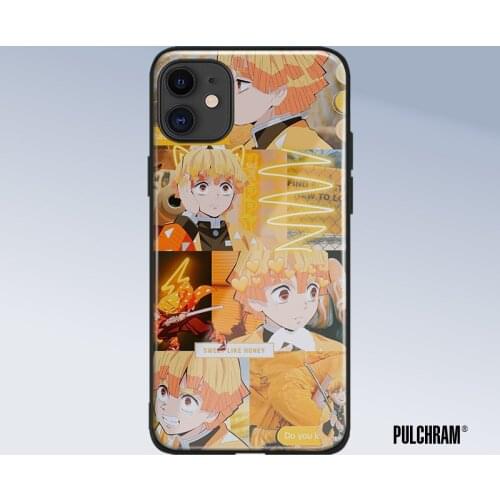Zenitsu KIMETSU NO YAIBA glass phone case for iPhone 6 6s 7 8 x xr xs 11 pro max Samsung S note 8 9 10 20 Plus cover shell