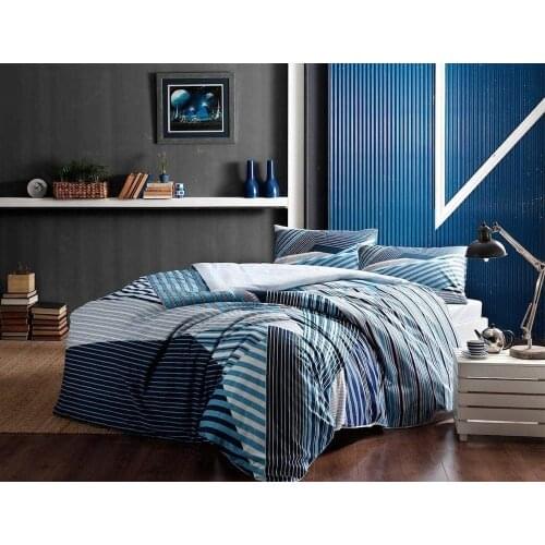 Tac Double Ranforce Duvet Cover Set Atlantis Blue-Duvet cover:200x220cm Latik Bed Sheet:160x200cm Pillow Case:50x70cm (2 Pcs)