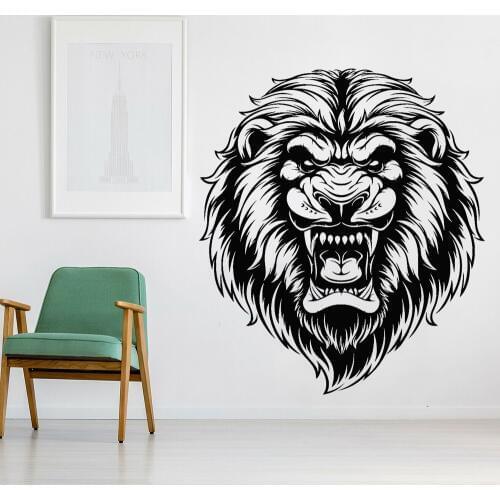 Vinyl Wall Decal Aggressive Lion Head African King Predator Wall Stickers Home Decoration Accessories For Living Room Z474
