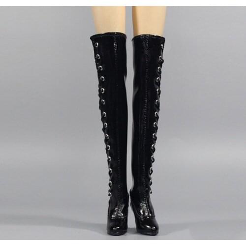 High boots model toy ZYTOYS 1/6 Black Female High Boots High-heel Boots Shoes Model Fit 12'' Figure Model Toys Collection