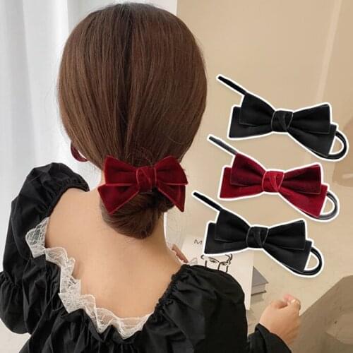 Retro Bows Hairpin for Girls Fixed hair Scrunchies Hairclip Fluffy Meatball Hairband Fashion Hair Accessories