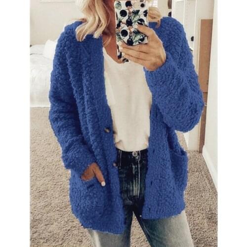 Woman Faux Fur Coats Long Sleeve Fluffy Fake Fur Jackets Winter Thick Warm Female Pockets Plus Size Overcoat