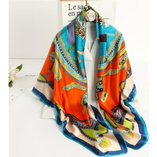 Ladies Square Silk Scarf Fashion Print Women Headscarf Kerchief Female Bandana Shawl Accessories Head Neck Scarves 135*135cm