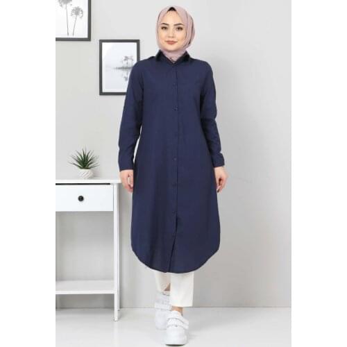Büyük Beden Uzun Tunik TSD3565 Lacivert