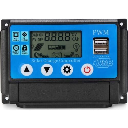 10/20/30/40/50A 12V 24V Auto Solar Panel Solar Charge Controller Battery Charge Adapter LCD USB