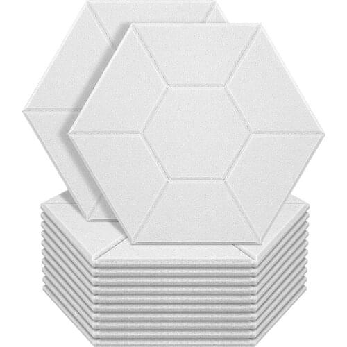 12 Pack Sound Proof Padding Acoustic Panels,Hexagon Sound Proofing Absorbing Panel High Density Beveled Edge Wall Panels