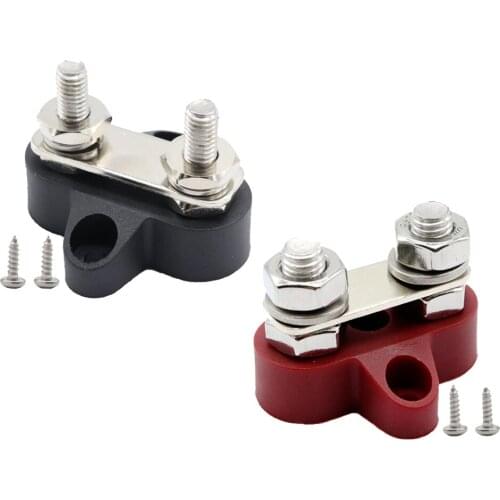 2 Pieces Universal Boat RV M8+M6 Terminal Studs Red+Black Stainless Steel