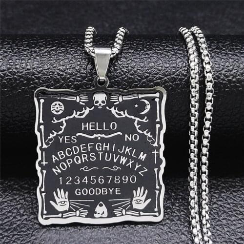 2021 Witchcraft Divination Sun Moon Hand Skull Stainless Steel Necklace Silver Color Jewelry collares de acero inoxida N3612S02