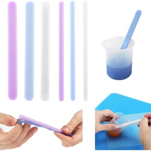 3Pcs Epoxy Resin Tools Silicone Mirror Stirring Rod Resin Dripping Tool Round Flat Stirring Rod for DIY Epoxy Making Supplies