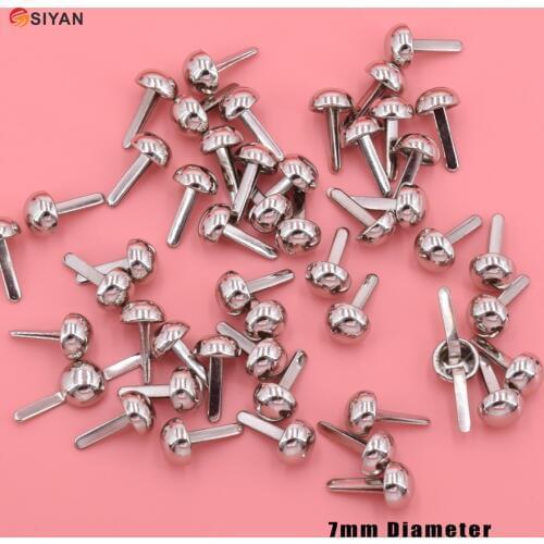300pcs/lot Metal Crafts Round 7mm Mini Brads Scrapbooking Embellishment DIY Silver Plated