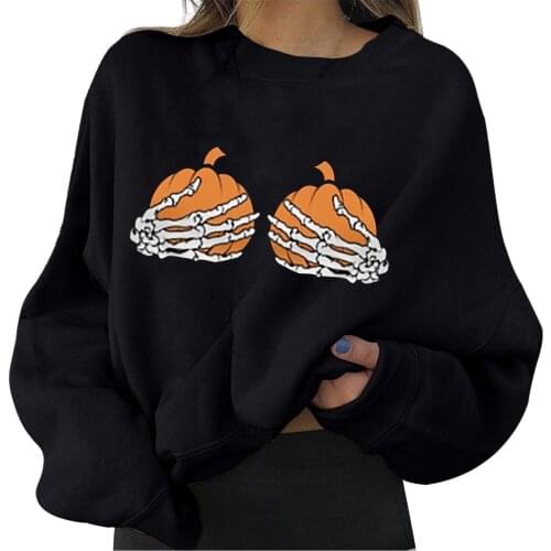 40# Oversized Hoodie Sweatshirt Halloween Casual Printing Long Sleeve Sweatshirt Pullover Tops Korean Style Women Sweatshirt