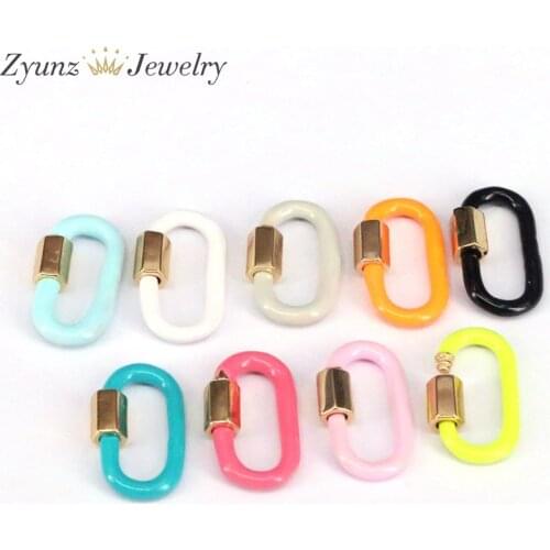 5PCS, Enamel Carabiner Screw Lock, Oval Clasp, DIY Jewelry, Enamel Charm, Findings
