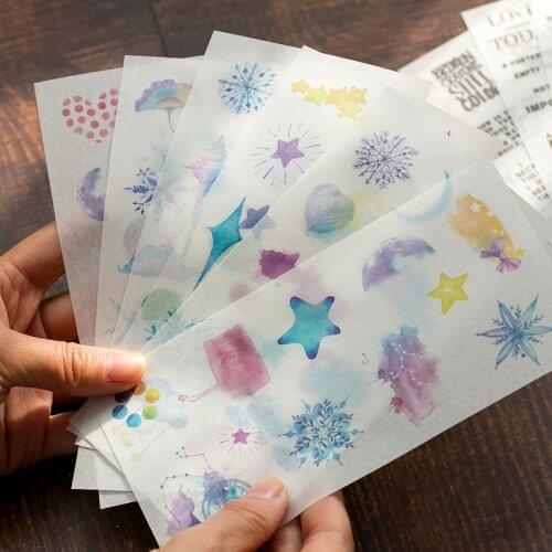 6 Sheets/pack Watercolored Weather Decorative Stickers Notebook Decoration