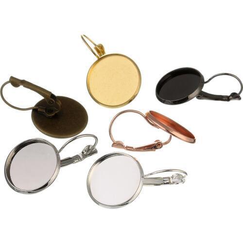 8 10 12 14 16 18 20 25 mm French Lever Cabochon Earring Setting Blank Earring Base Cameo Bezels Tray For Jewelry Making Supplies